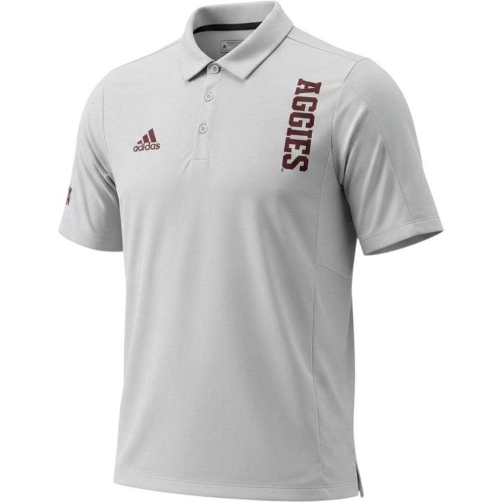 Adidas Texas A&M Aggies Mens Aeroready Polo Shirt Gray Large NCAA Sideline